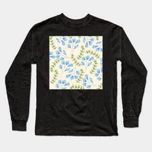 Blue Twig of Leafs Long Sleeve T-Shirt